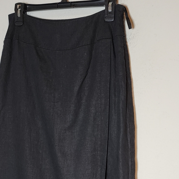 Pursuits Ltd linen black maxi skirt slit lined women's  size 10. - Picture 12 of 14